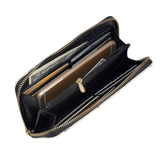 Trendy Organizational Pink with White Lamas Clutch Zippered Phone Wallet - Picture 2 of 16